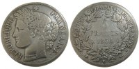 France 5 Francs Coin, Cérès, Bordeaux, Silver, KM:761.3 -