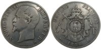 France 5 Francs Coin, Napoleon III, Napoléon III, Lyon -
