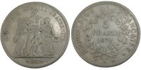France 5 Francs Coin, Hercule, Bordeaux, Silver, KM:820.2 -