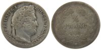 France 1/4 Franc Coin, Louis-Philippe, Paris, Silver -