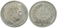 France 25 Centimes Coin, Louis-Philippe, Paris, Silver -