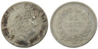 France 25 Centimes Coin, Louis-Philippe, Paris, Silver -