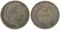 France 25 Centimes Coin, Louis-Philippe, Lille, Silver -