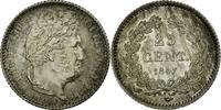 France 25 Centimes Coin, Louis-Philippe, Paris, Silver -