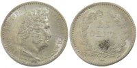 France 25 Centimes Coin, Louis-Philippe, Paris, Silver -