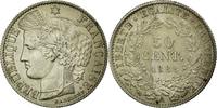 France 50 Centimes Coin, Cérès, Paris, Silver, KM:834.1 -