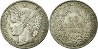France 50 Centimes Coin, Cérès, Paris, Silver, KM:834.1 -