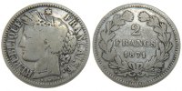 France 2 Francs Coin, Cérès, Bordeaux, Silver, KM:816.2 -