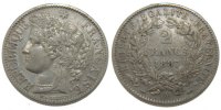 France 2 Francs Coin, Cérès, Paris, Silver, Gadoury:530a -