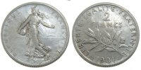 France 2 Francs Coin, Semeuse, Paris, Silver, KM:845.1 -