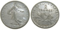 France 2 Francs Coin, Semeuse, Paris, Silver, KM:845.1 -