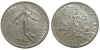 France 2 Francs Coin, Semeuse, Paris, Silver, KM:845.1 -