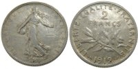 France 2 Francs Coin, Semeuse, Silver, Gadoury:532 -