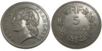 France 5 Francs Coin, Lavrillier, Paris, Nickel, KM:888 -