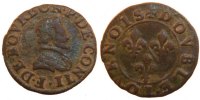 FRENCH STATES 2 Deniers, Tournois Coin, CHATEAU-RENAUD, Copper -