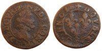 FRENCH STATES 2 Deniers, Tournois Coin, CHATEAU-RENAUD, Copper -