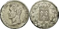 France 5 Francs Coin, Charles X, Marseille, Silver -