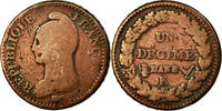 France Decime Coin, Bordeaux, Bronze, Gadoury:187a -