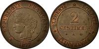 France 2 Centimes Coin, Cérès, Paris, Bronze, Gadoury:105 -