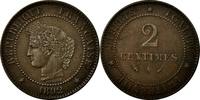 France 2 Centimes Coin, Cérès, Paris, Bronze, Gadoury:105 -