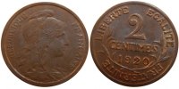 France 2 Centimes Coin, Dupuis, Bronze, Gadoury:107 -