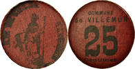 France 25 Centimes Coin, Commune de Villemur, Villemur, Cardboard -