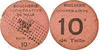 France 10 Centimes Coin, Boucherie Coopérative, Tulle, Cardboard -