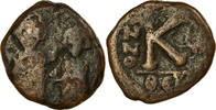 Half Follis Coin, Heraclius, with Heraclius Constantine, Thessalonica -