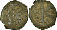 Half Follis Coin, Justin II, Constantinople, Copper -