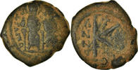Half Follis Coin, Justin II, Constantinople, Copper -