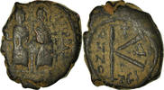 Half Follis Coin, Justin II, Thessalonica, Copper, Sear:365 -