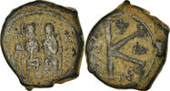 Half Follis Coin, Justin II, Thessalonica, Copper, Sear:365 -