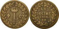 France Decime Louis XVIII, Strasbourg, Bronze, KM:701 -