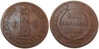 Haiti 6 Centimes Coin, Copper, KM:28 -
