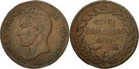 Monaco 5 Centimes, Cinq Coin, Honore V, Copper -