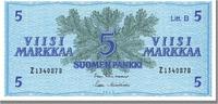 Finland 5 Markkaa Banknote, KM:99a -