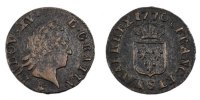 France Liard Coin, Louis XV, Liard à la vieille tête, Reims -