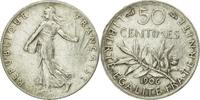 France 50 Centimes Coin, Semeuse, Paris, Silver, KM:854 -