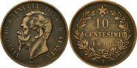 Italy 10 Centesimi Coin, Vittorio Emanuele II, Torino -
