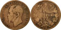 Italy 10 Centesimi Coin, Vittorio Emanuele II, Naples -