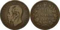 Italy 10 Centesimi Coin, Vittorio Emanuele II, Naples -