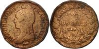 France Decime Coin, Dupré, Lyons, Bronze, KM:644.5 -
