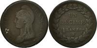 France Decime Coin, Dupré, Lille, Bronze, KM:644.11 -