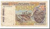 West African States 1000 Francs Banknote, 1992, KM:211Bc -