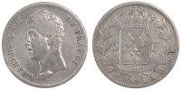 France 5 Francs Coin, Charles X, La Rochelle, Silver -