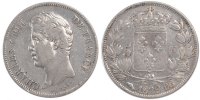 France 5 Francs Coin, Charles X, Strasbourg, Silver -