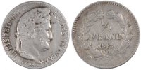 France 1/4 Franc Coin, Louis-Philippe, Lille, Silver -