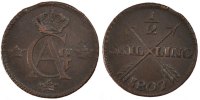 Sweden 1/2 Skilling Coin, Gustaf IV Adolf, Copper, KM:565 -