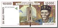 West African States 10,000 Francs Banknote, 1997, KM:114Ae -