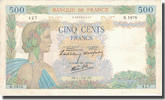 France 500 Francs 500 F 1940-1944 ''La Paix'', 1941-01-09 -